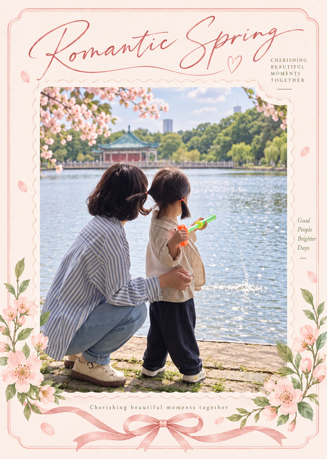Romantic Spring personalized photo insert card design