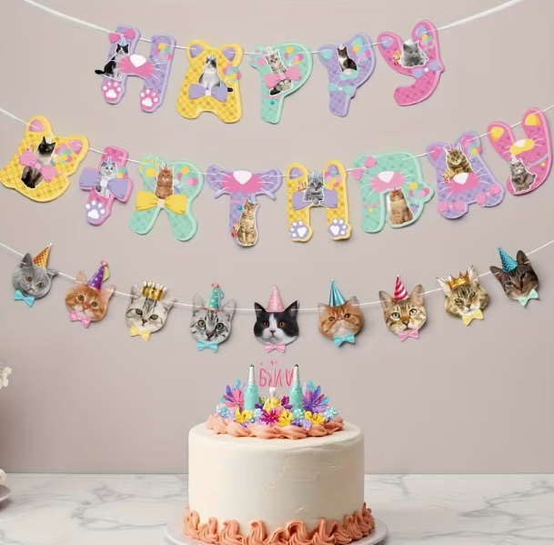 Birthday party with custom pet-themed decorations